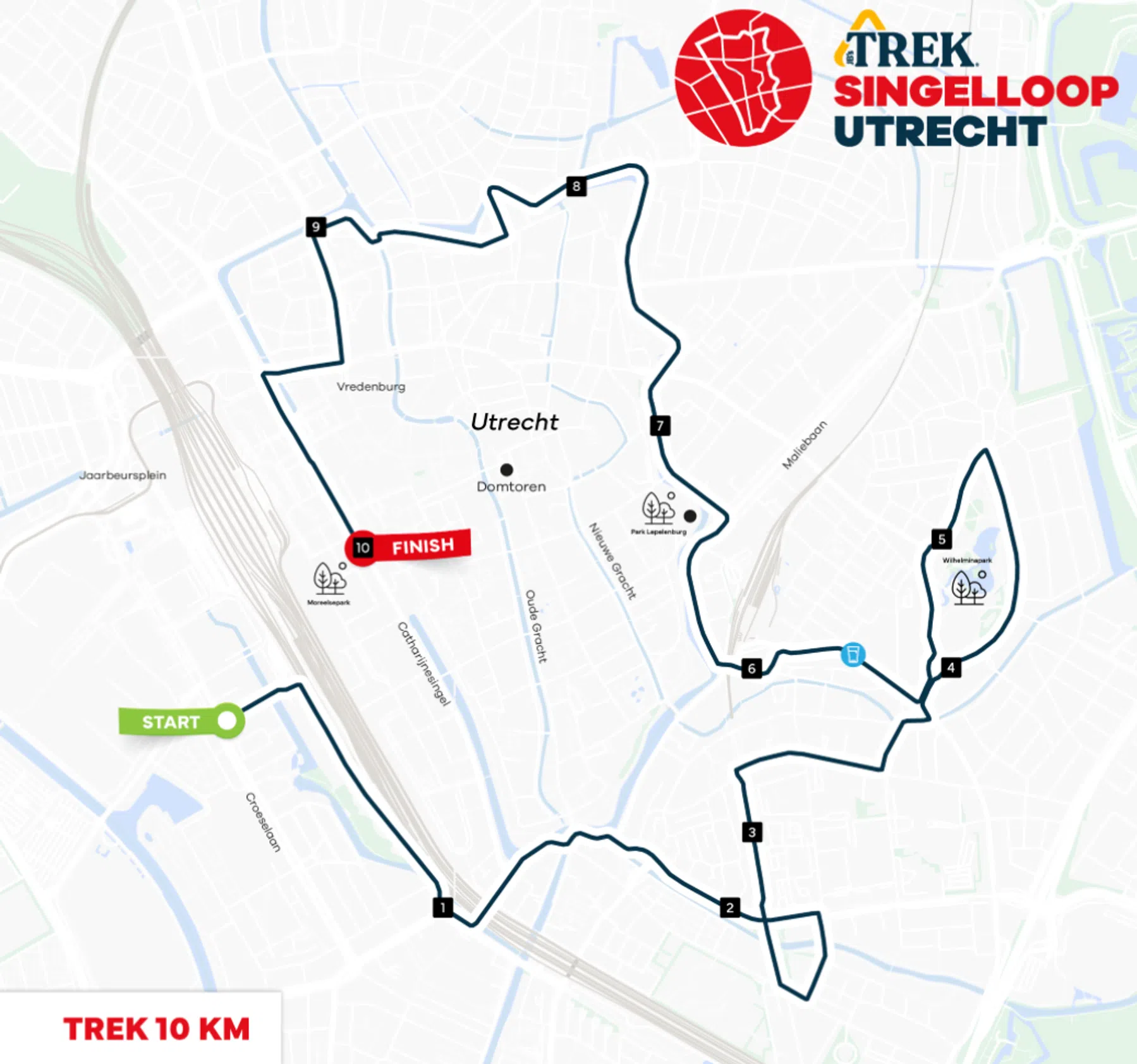 route singelloop Utrecht 10 km